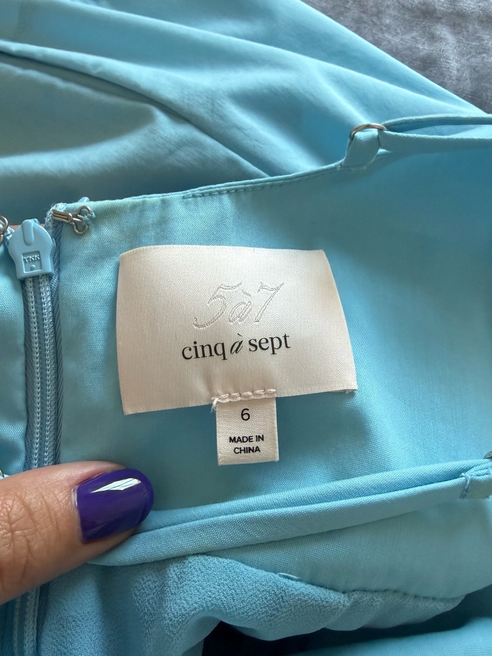 Cinq à Sept • Effie • sky blue strappy maxi slip dress balloon hem • 6 - Picture 4 of 10